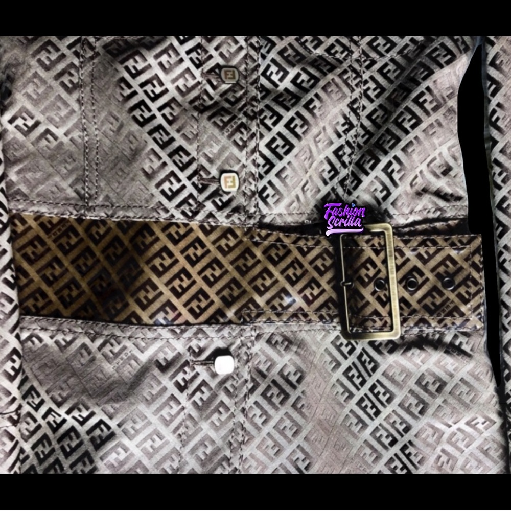 Fendi Vintage Mini Dress Trench Coat Jacket Monogram FF Logo Zucca Canvas Zip Up - Picture 4 of 16